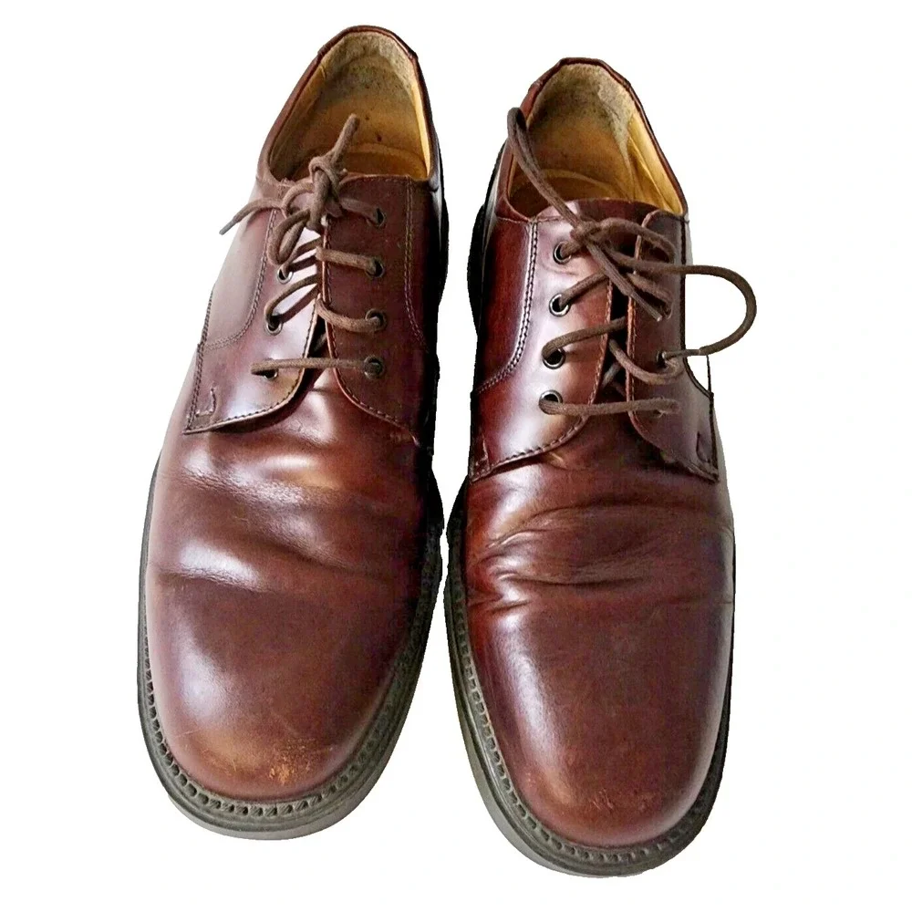 Johnston & Murphy Men's Shoes Size 11 1/2 M Leather‎ Lace Up Brown Brazil Shoes
